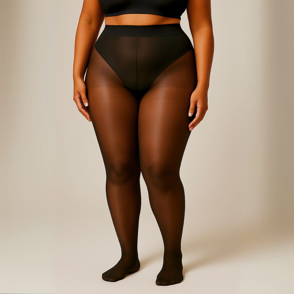 Meia Calça Com Forro de Pelúcia Preto Translucido/Transparente Veste do P ao G3