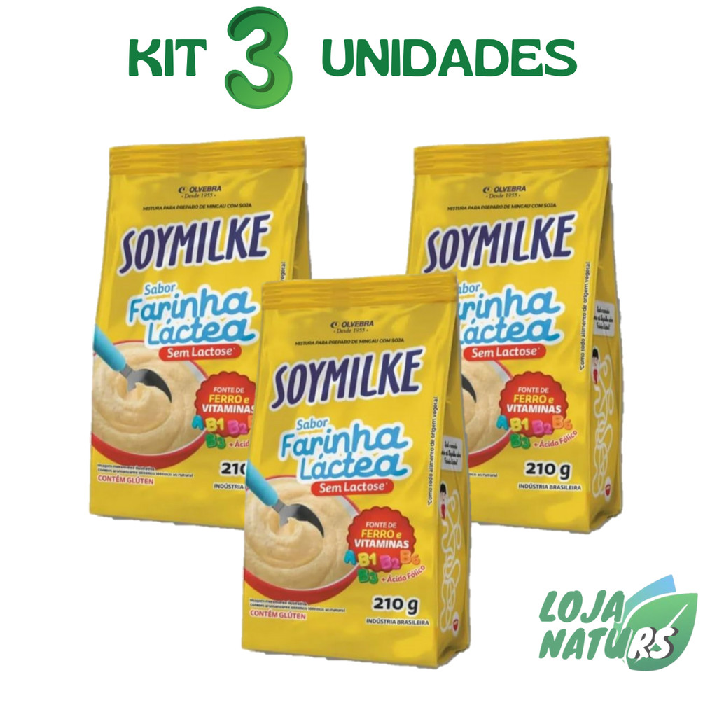 KIT 3 Soymilke Farinha Láctea Sem Lactose 210g – Olvebra