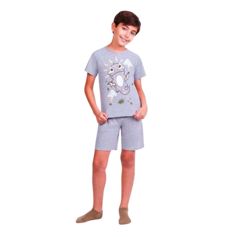 Pijama Infantil Masculino Gola Redonda Manga Curta