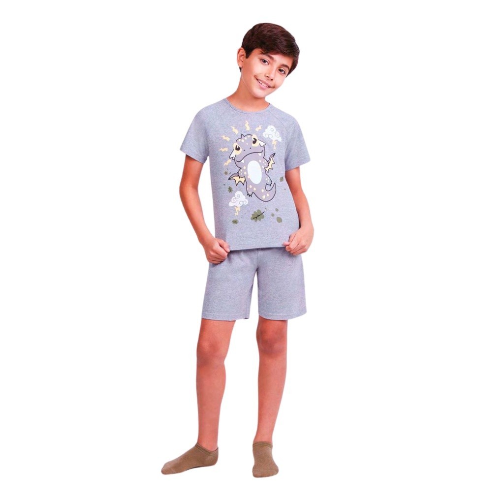 Pijama Infantil Masculino Gola Redonda Manga Curta Tamanho 6