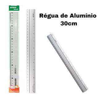 Régua Alumínio 30cm Escolar Escritório Leo ELeo
