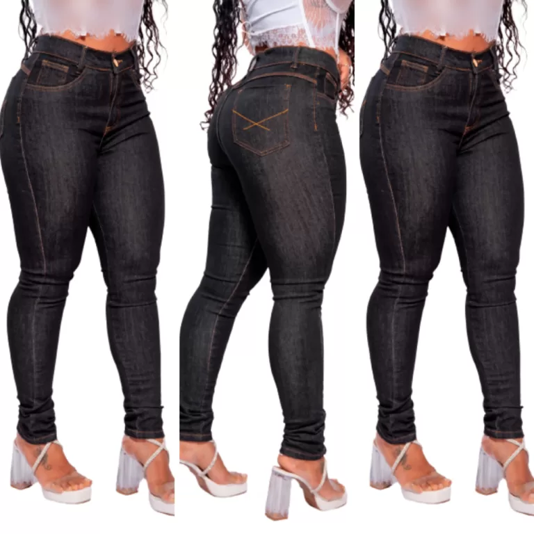 Calça Jeans Feminina Cintura Alta Empina Bumbum C