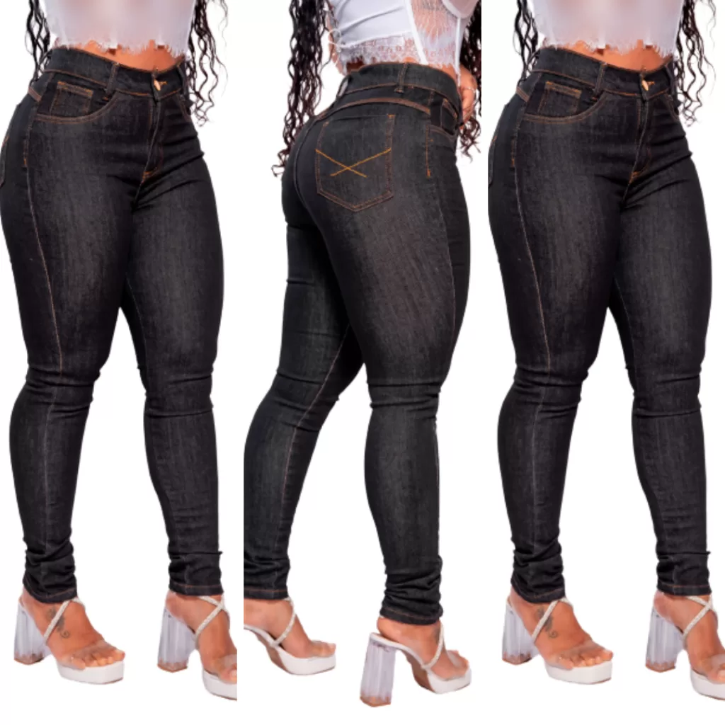 Calça Jeans Feminina Cintura Alta Empina Bumbum Com Lycra