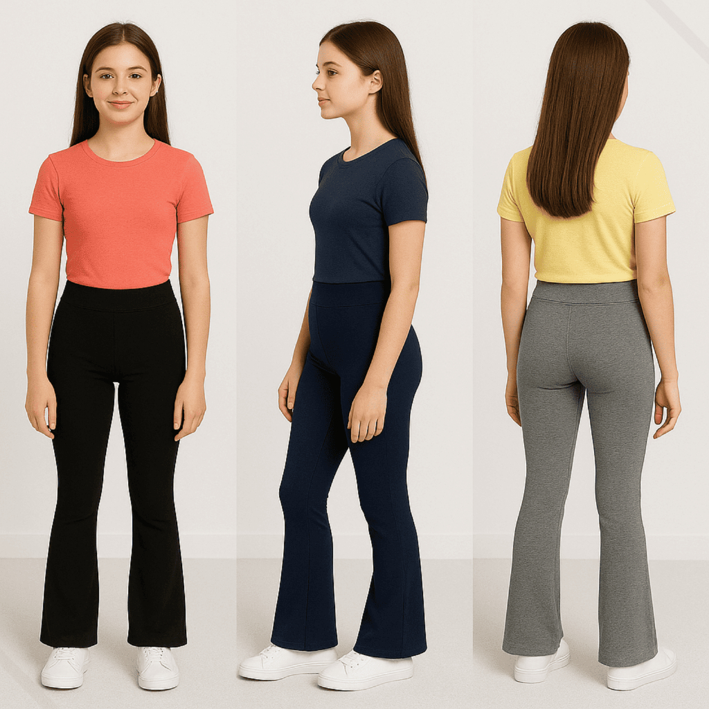 Calça Flare Infantil Feminina Legging Cintura Alta Confortável Não Marca Moda Blogueirinha
