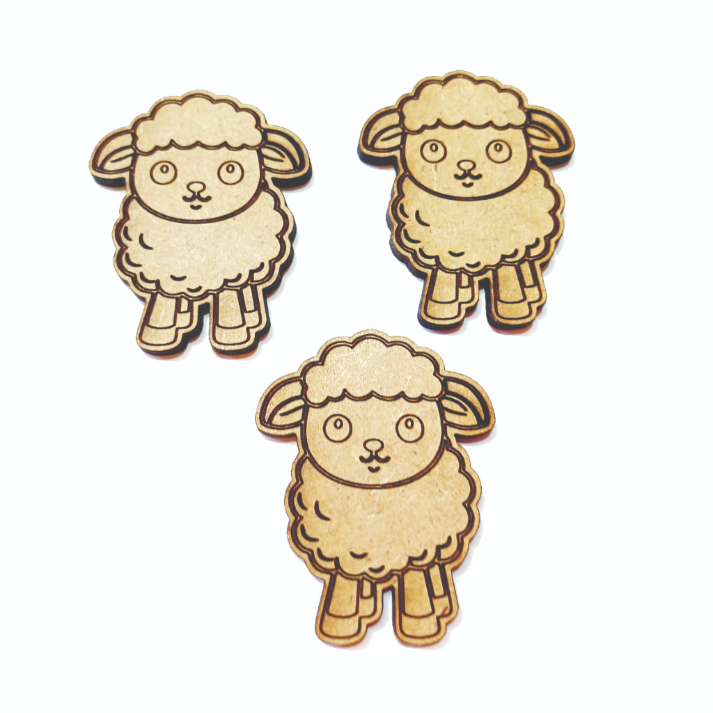 Kit 100 Apliques Ovelha com 6cm Em Mdf Cru Personalizado