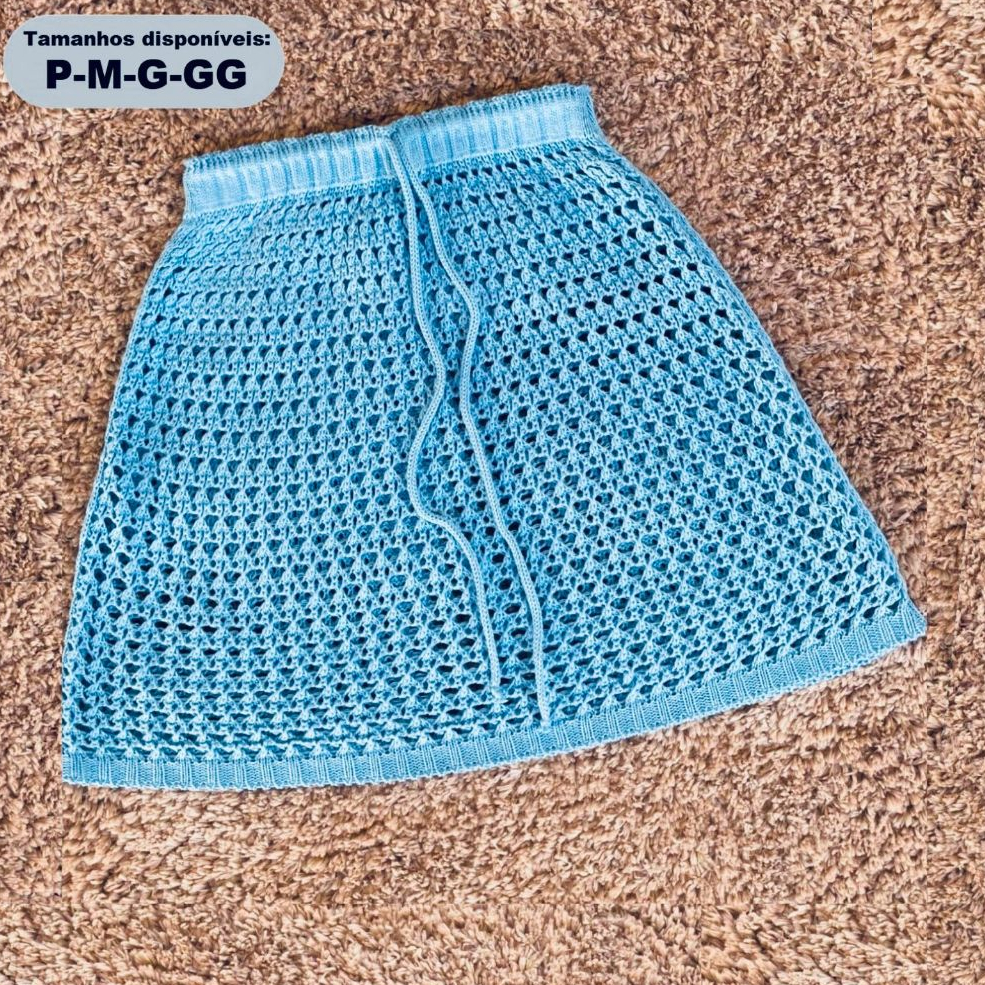 Saída de Praia Saia Crochê Tricot Moda Praia Verão do P ao GG