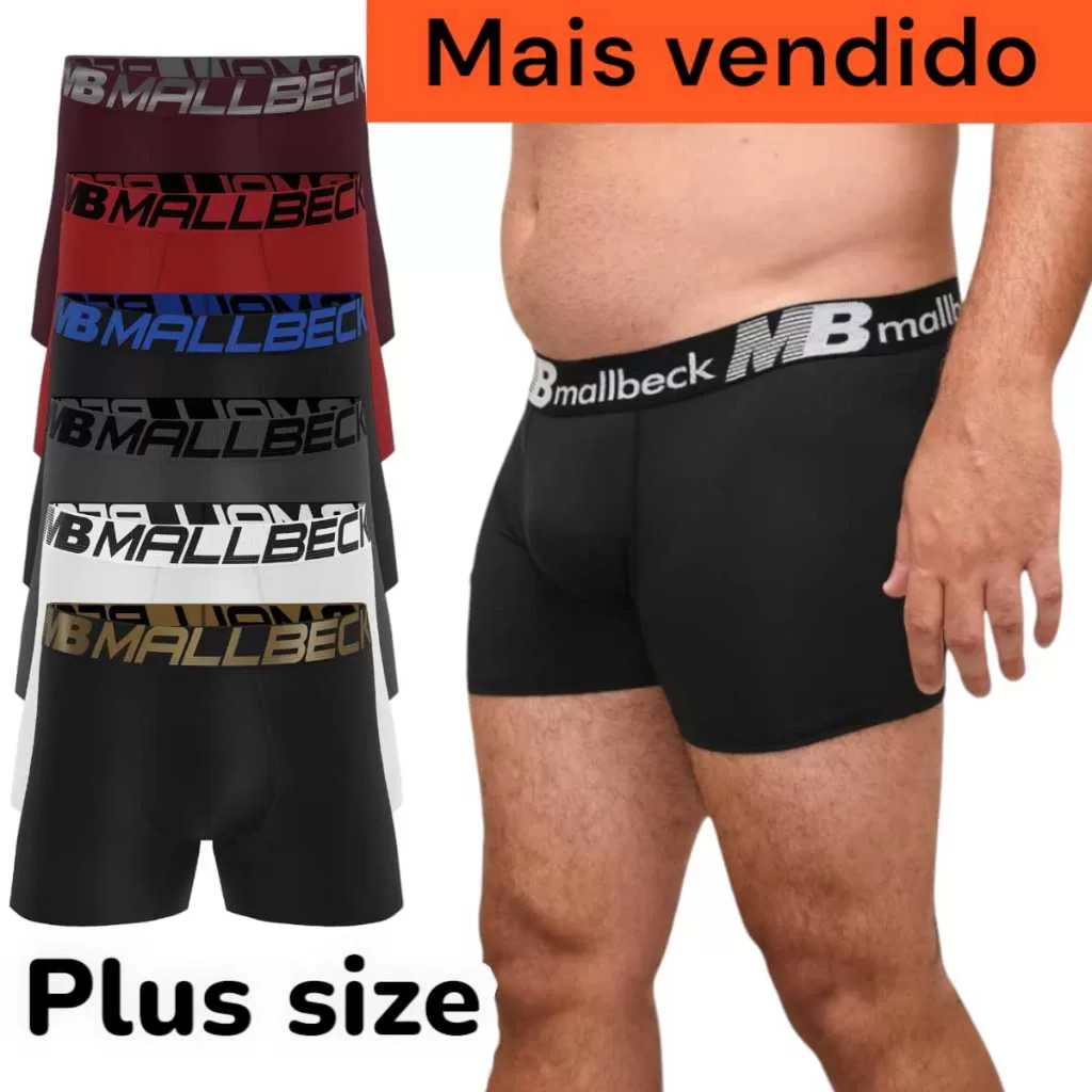 Kit 8 / 5 Cuecas Box Boxer Plus Size Mallbeck Microfibra Adulto Cueca