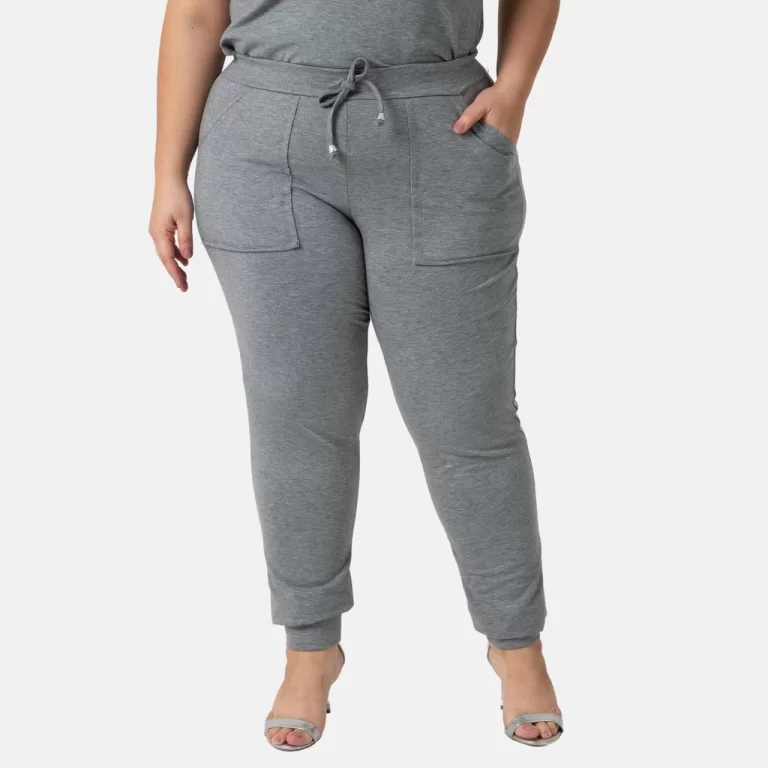 Calça De Moletinho Feminina Plus Size Jogger Vari