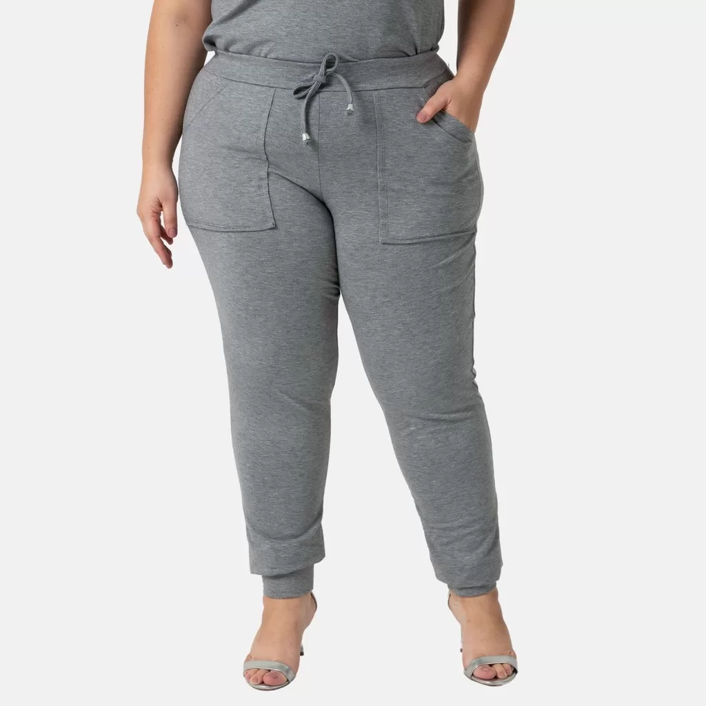 Calça De Moletinho Feminina Plus Size Jogger Varias Cores Do G Até G4 Moda Confortável E Estilosa