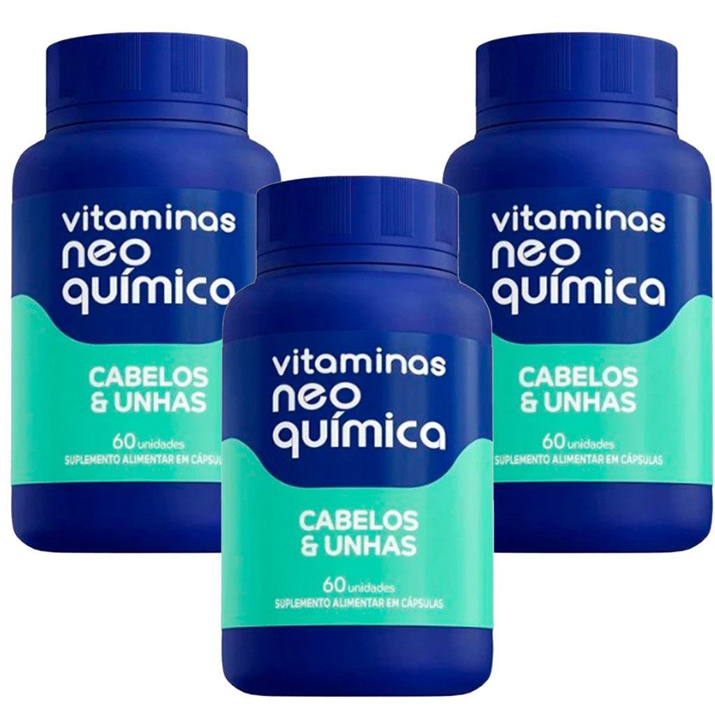 Suplemento Cabelos e Unhas Neo Química 60 Cápsulas Fortalecimento Crescimento