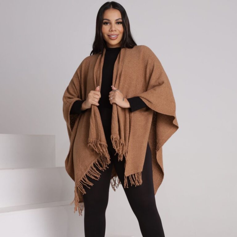 Chale Capa Kimono Poncho Blusa Feminina Trico Mang