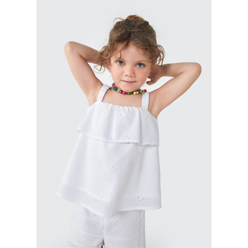 Blusa Bata Infantil Menina Toddler Com Babado Hering Kids