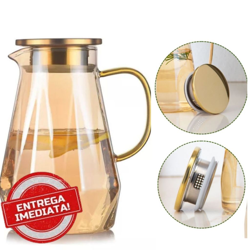 Jarra Nards C/Tampa 1,8L Vidro Suco Luxo Elegante PRONTA ENTRGA