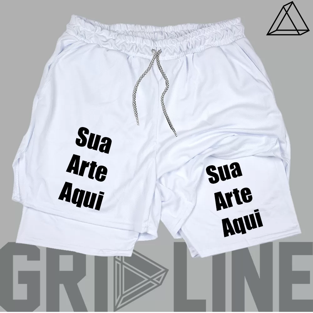 Short Compressão 2 em 1 Dry-Fit Treino Academia Gym Escolha Sua Estampa Personalizado