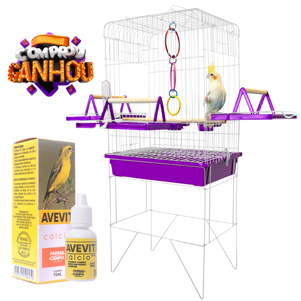 Viveiro Para Calopsita Agapornis e Papagaio Triplex Slim