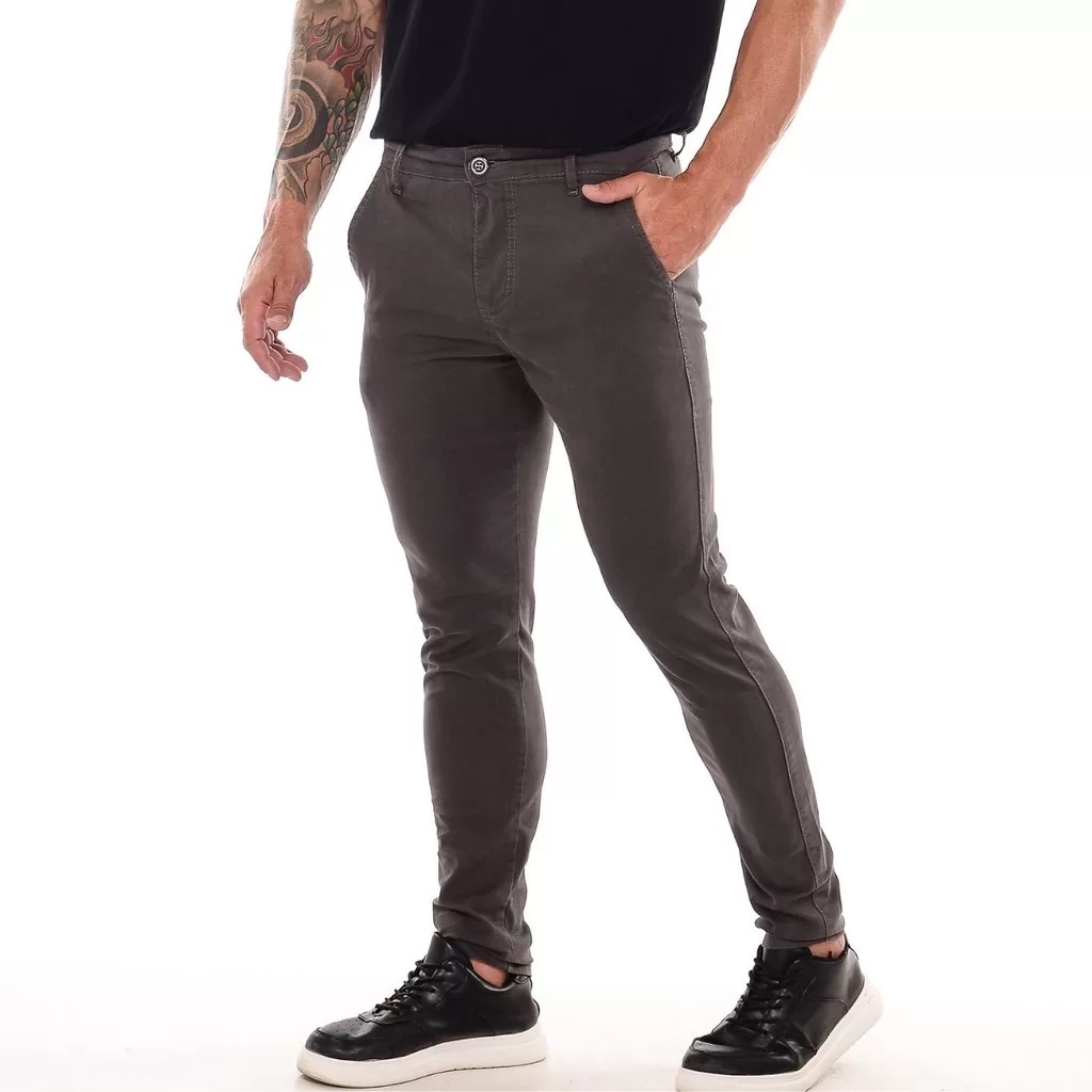 Calça Masculina Alfaiataria Bolso Faca Moda Casual Social