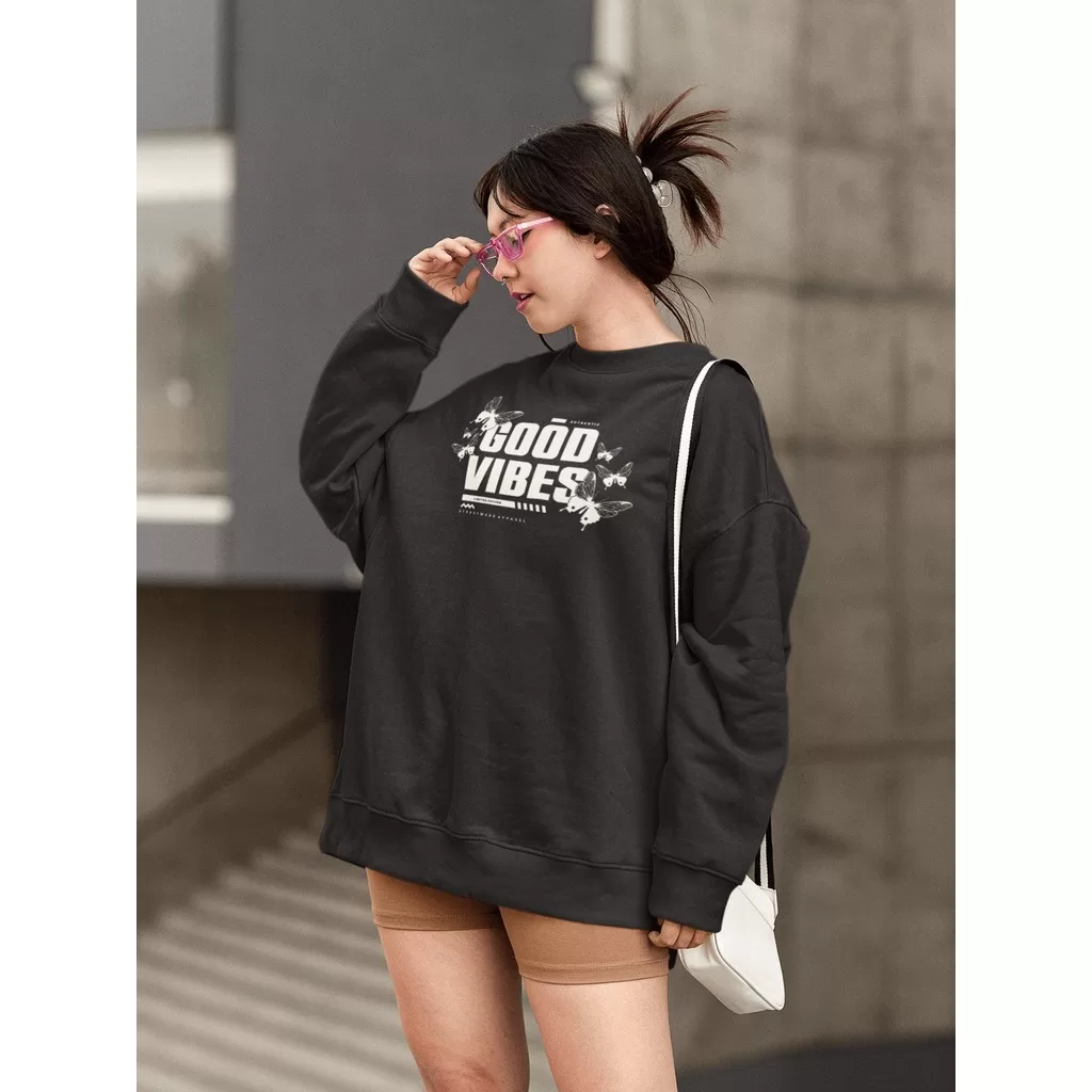 Moletom Blusa de Frio Básico Estiloso Feminino Estampado Gola Redonda Confortável 100% Algodão – Goo