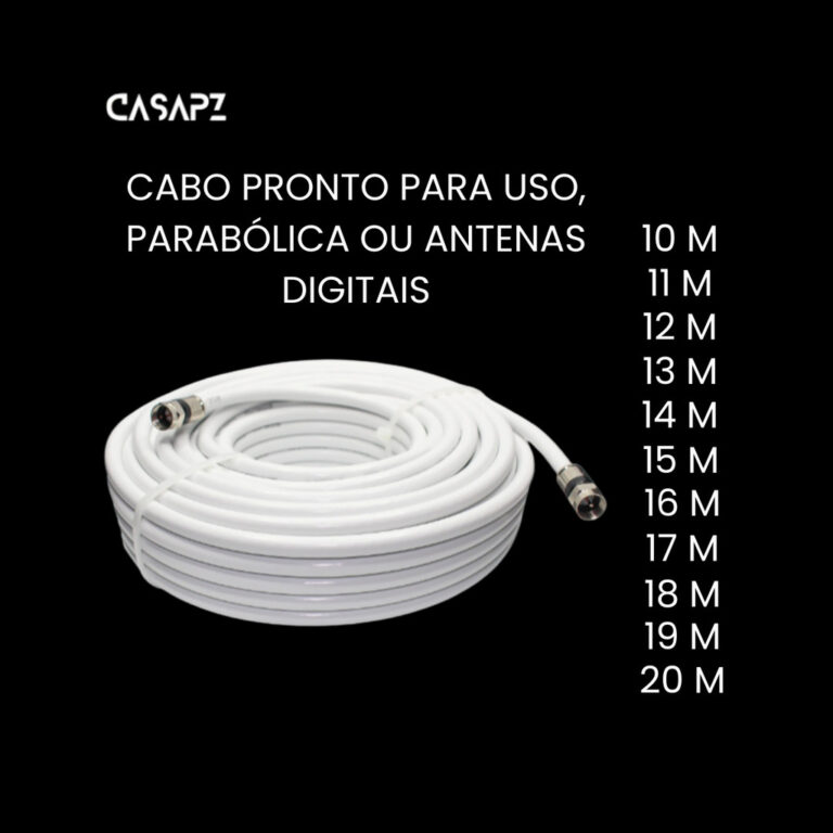 Cabo Coaxial Para Antena TV Pronto Com Conectores 