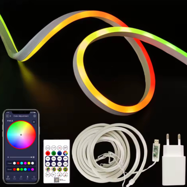 Fita Neon 5V 5M IC RGB Digidal APP Smart controle 