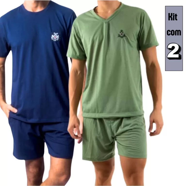 Kit com 2 Pijamas Masculino Regata Adulto em malha