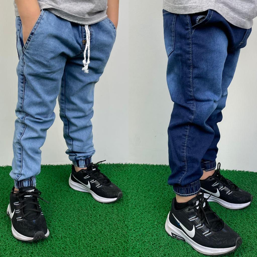Kit 2 Calças Jogger Bebê Infantil Juvenil – Calça de criança jeans apertada da moda 2 ao 16