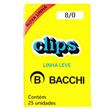 Clips de Papel n. 8 Galvanizado linha leve 8/0 