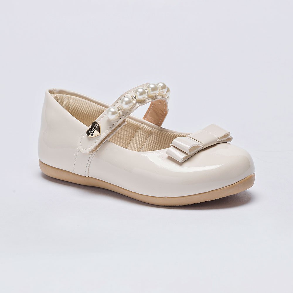 Sapatilha Infantil Bebê Menina Batizado Feminino Laço Pérola Festa 99207 Pequito