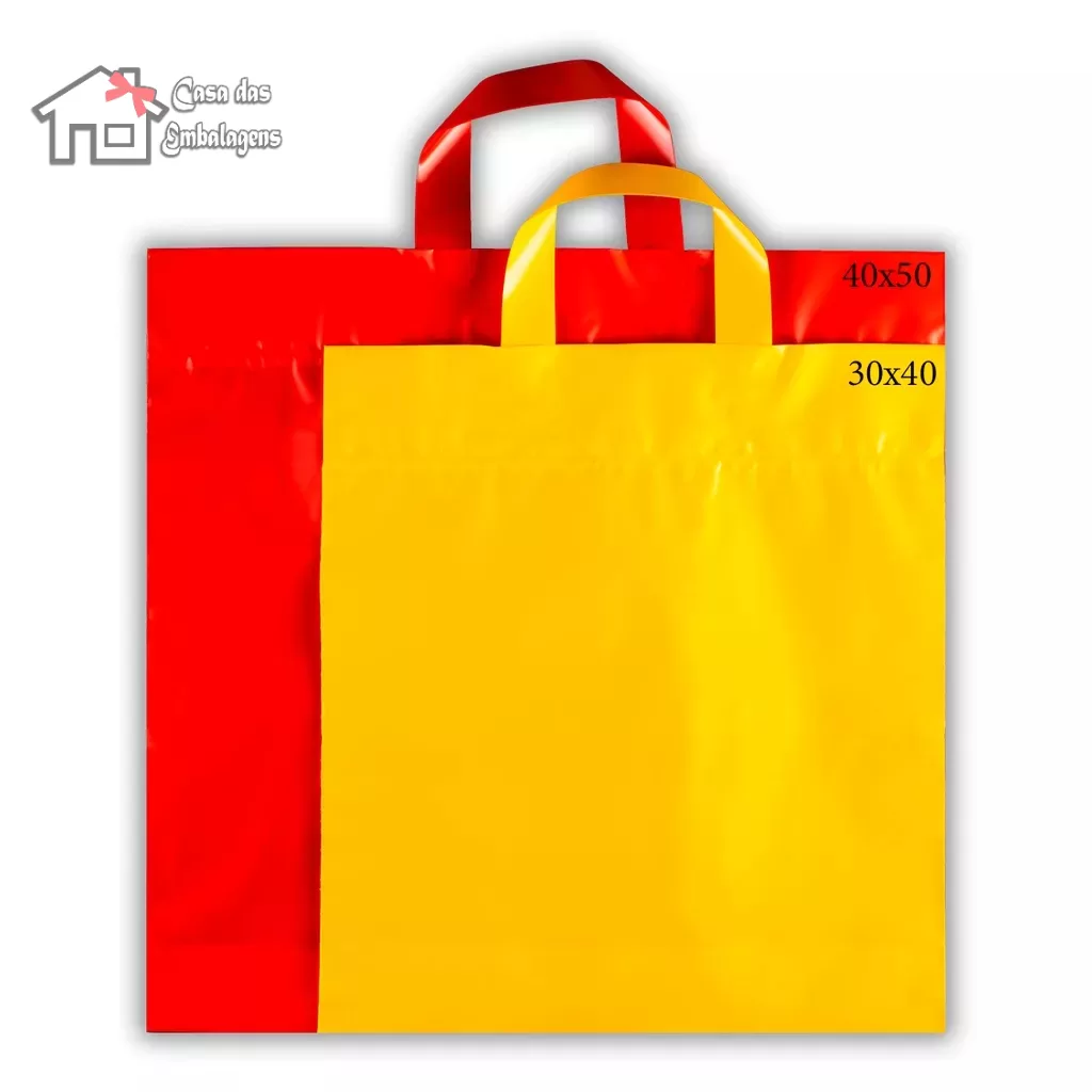 Sacola Plástica com Alça Fita  Tamanhos 30×40 e 40×50, Pacote 1 Kg para Lojas e Comércio