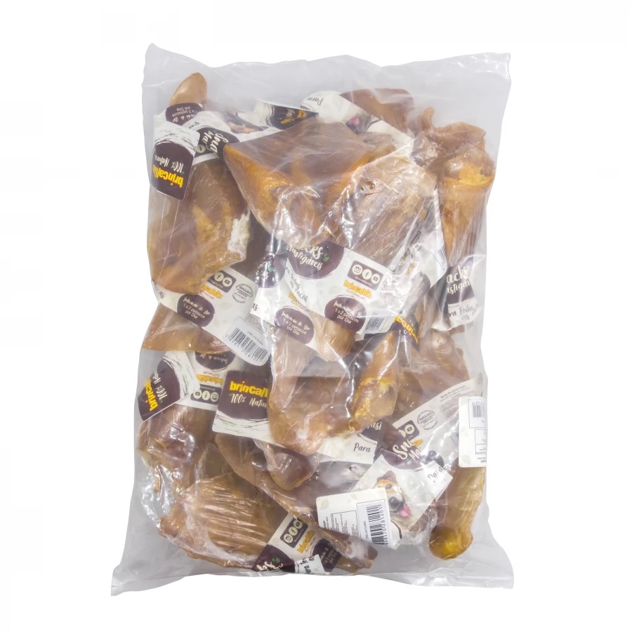 Orelha Suína Petisco Mastigável para Cães Antiestresse Pacote com 18 Unidades