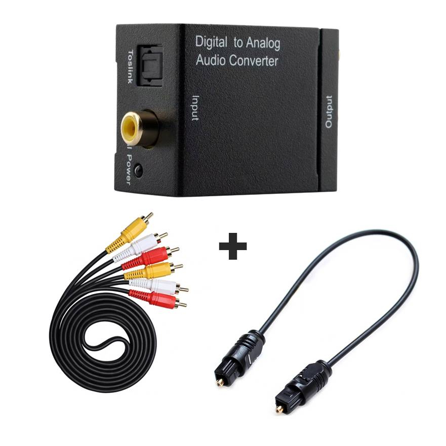 Conversor de Audio Optico Digital para Analógico RCA + Cabos