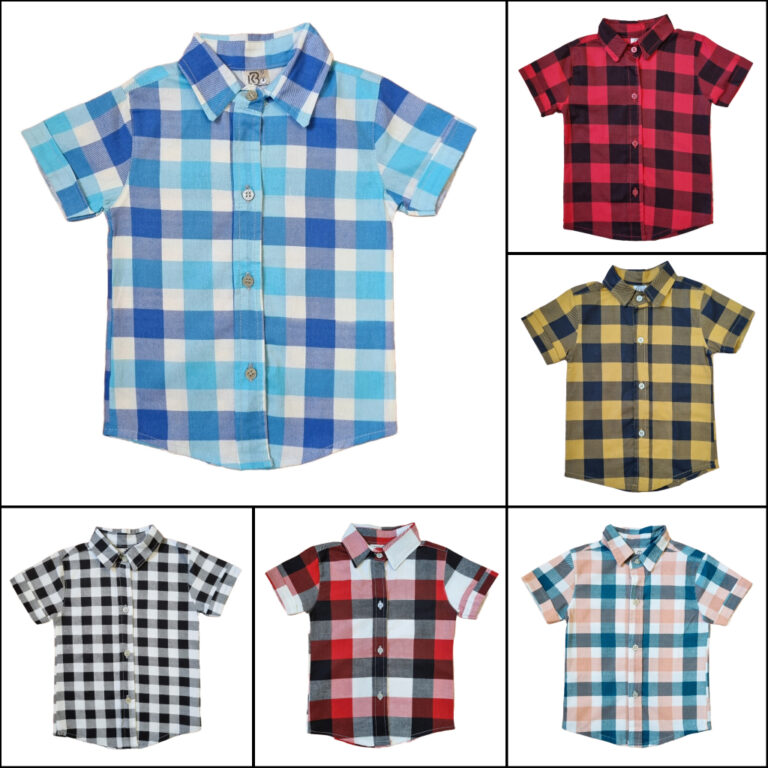 Camisa xadrez infantil de menino 100% algodão Sã