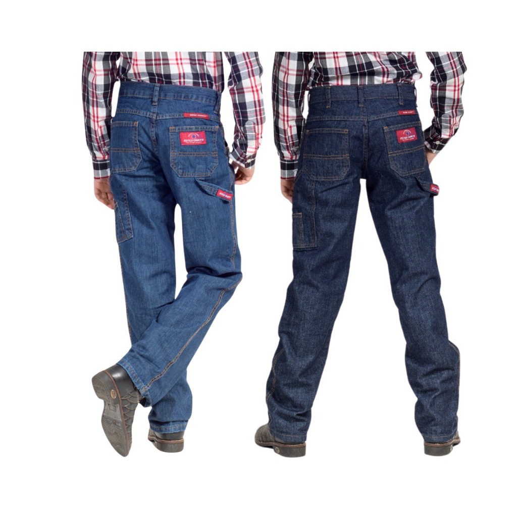 Kit com 2 Calças Jeans Carpinteira Country Infantil Marca Estilo Country Ref: 657