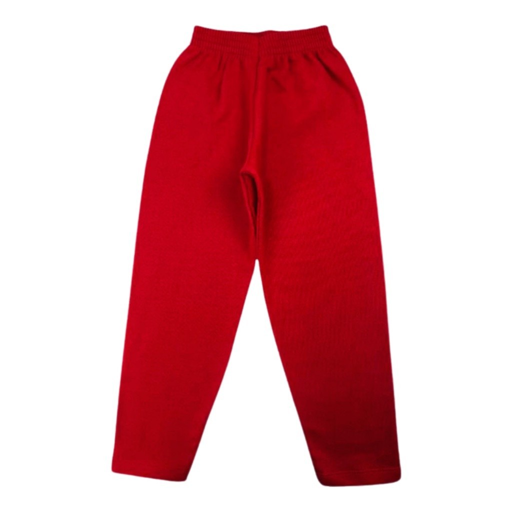 Calça de Moletom  Infantil Menina Flanelada Vermelha Algodão Elian Escola