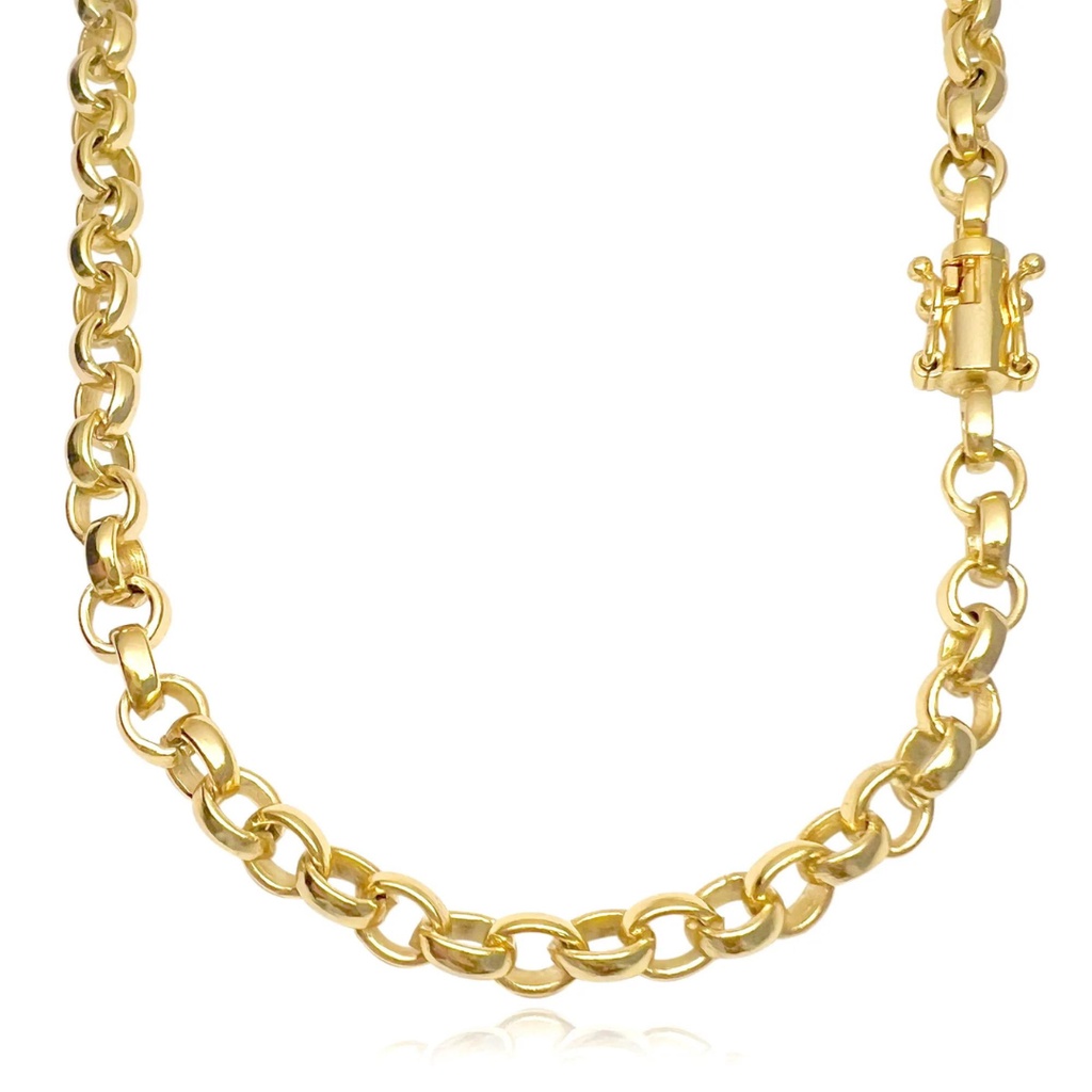 Corrente De Ouro 24k Elo Português 6mm Banhada a Ouro