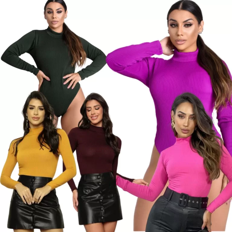 Blusa Manga Longa Feminina Body Kit C/5 Unidades
