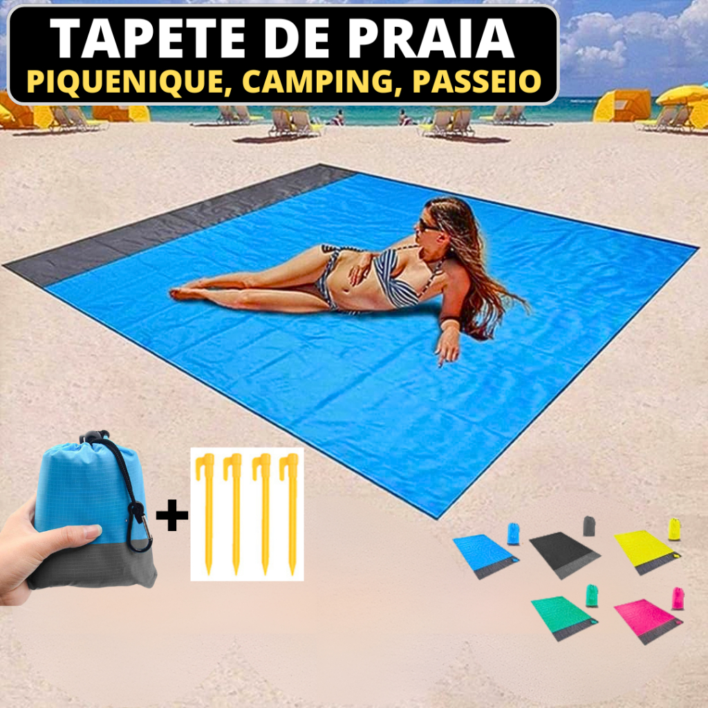 Tapete de Praia Impermeável 210 x 200 cm A Prova de Dágua Para Piquenique Acampamento