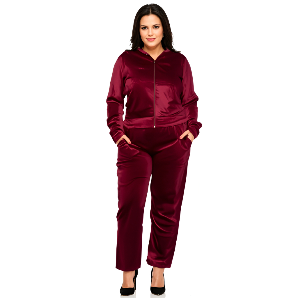 Conjunto Plush Feminino Veludo Calça e Casaco Confortável Outono Inverno Quentinho Macio