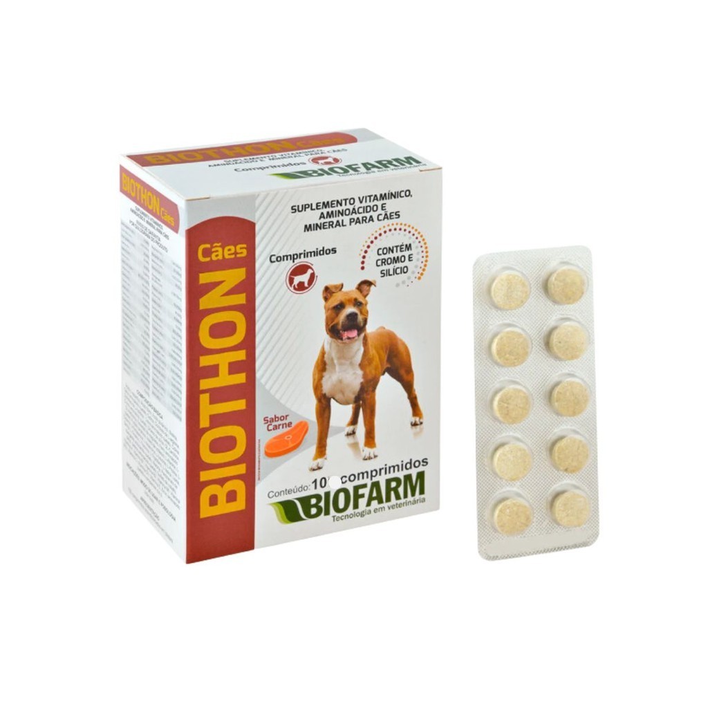Suplemento Cães Biothon Cartela 10 Comprimidos Biofarm