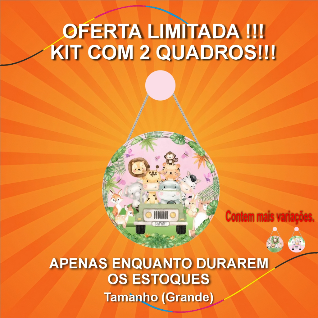 Quadro decorativo infantil safari menina. decoração quarto infantil, Achadinhos da shopee.