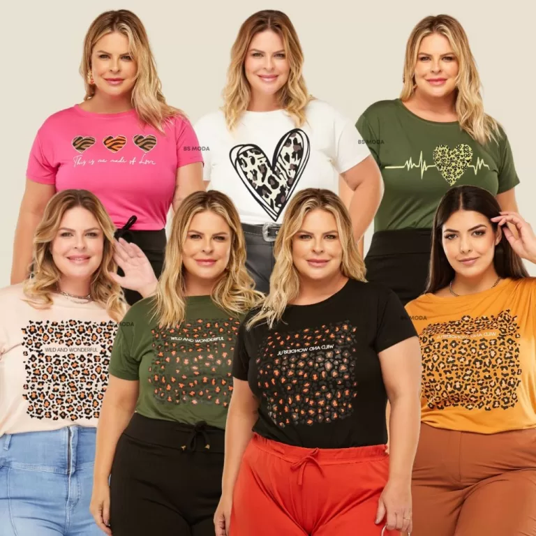Kit 2 Tshirt Feminina Blusa Casual Plus Size Moda 