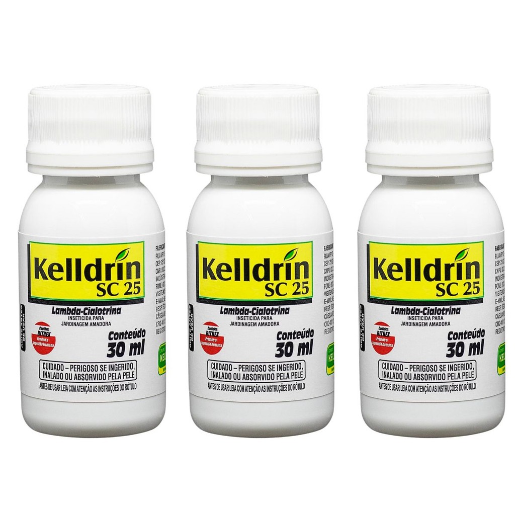 Kit 3 Kelldrin SC 25 Mata Baratas, Aranhas, Escorpiões 30ml