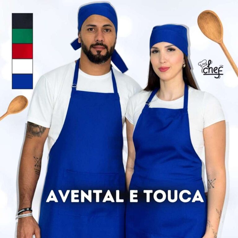 Kit Avental Com Bolso Mais Touca Ajustável Corpo 