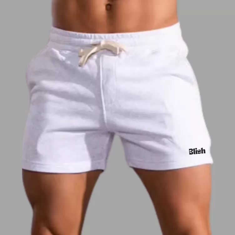 Shorts Masculino Branco de Treino Curto Com Elást