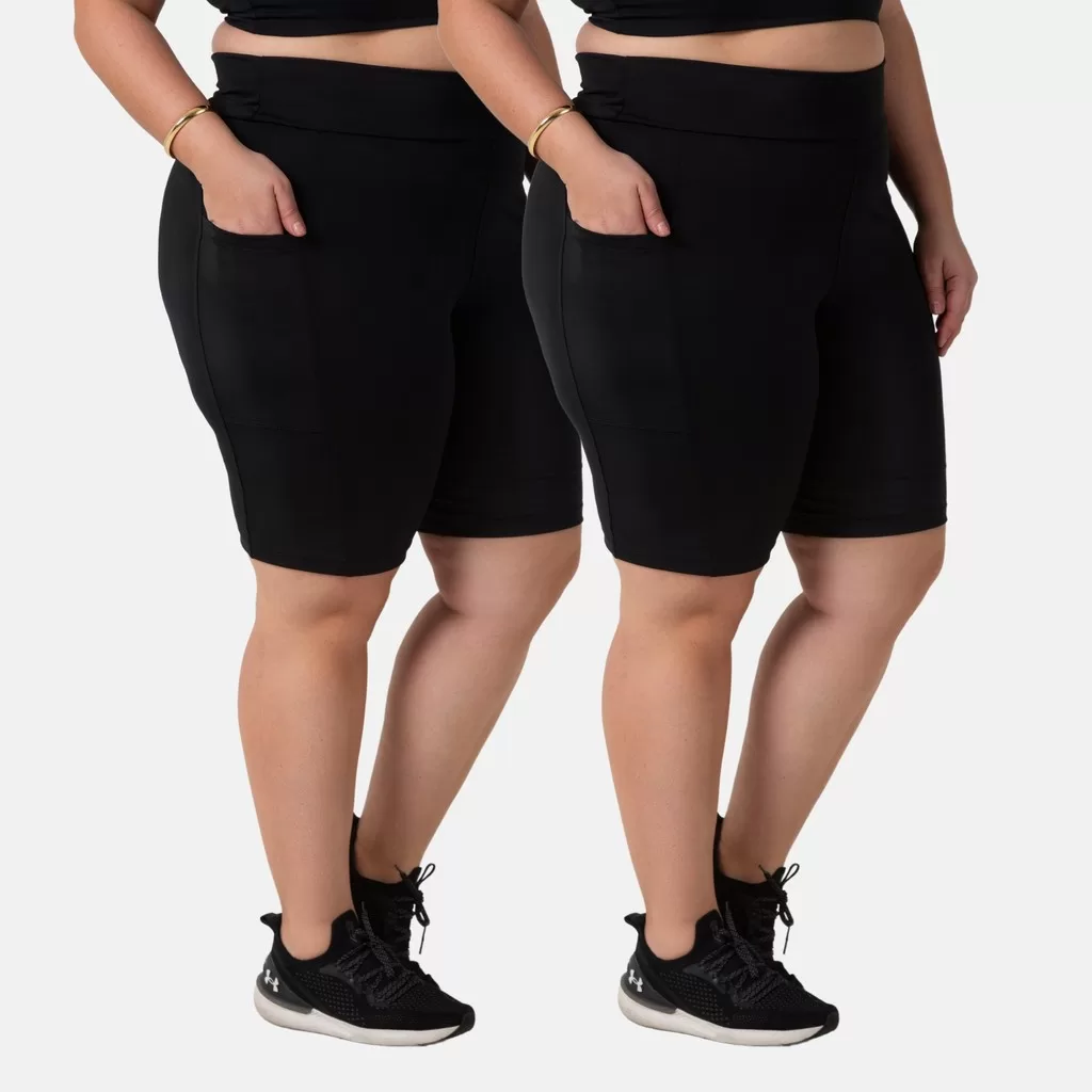 Kit 2 Bermudas Feminina Plus Size Suplex com Bolso Confortável 103749-K2-C1