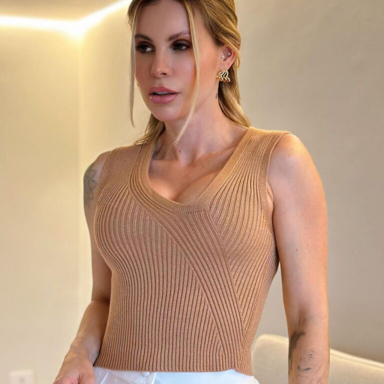 Regata Tricot Modal Cropped Top Verão Lançamento