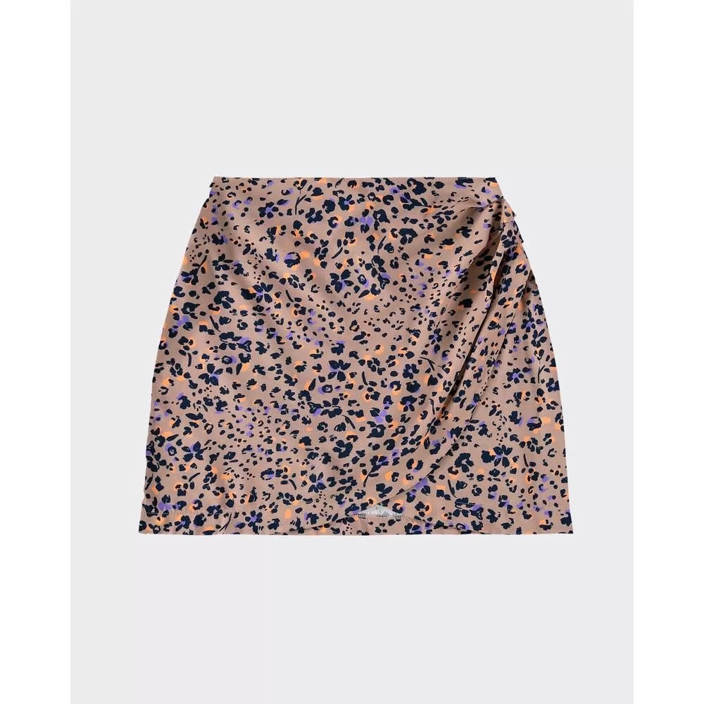 Saia Curta Feminina Estampada Com Pregas Laterais Em Viscose – ENFIM