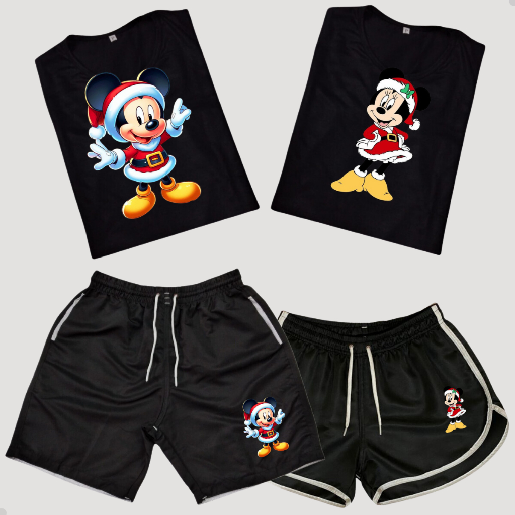 Conjunto Mozão Shorts Casais + Kit 2 Camisetas de Casal para Natal Namorados C121