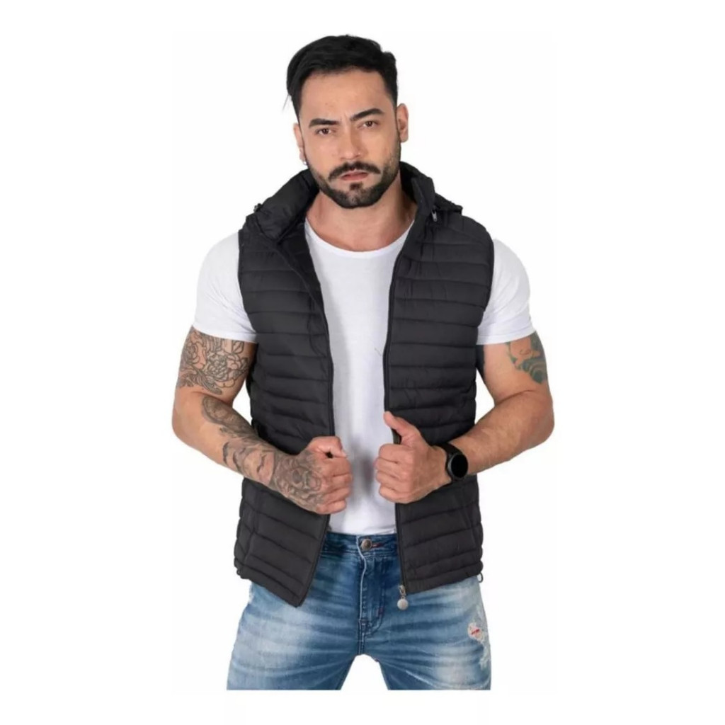 Colete Masculino Bobojaco Puffer Nylon Acolchoado Luxo