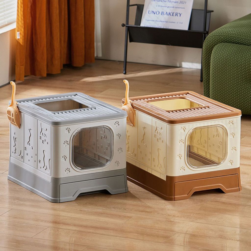 Banheiro Gato Fechado Antiodor Pá Porta Caixa Areia Design 3d Patinhas Fofinho Grande Capacidade