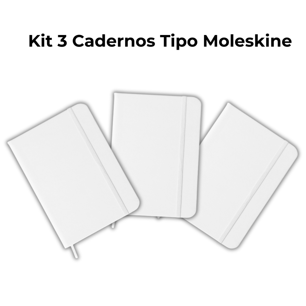 Kit 3 Cadernos Branco Tipo Moleskine Ideal Para Anotações Desenho e Rascunho 21×14 Capa Dura